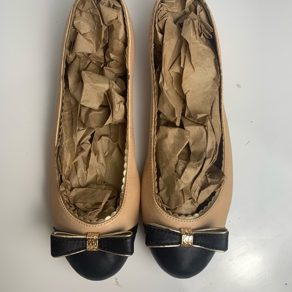 Coach Diore Leather Ballet Flats Cap Toe & Bow Color Block Slice On Shoes - Picture 3 of 16